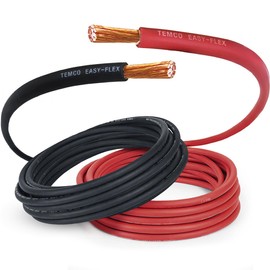 TEMCo 2 Gauge AWG 25 Ft Black + 25 Ft Red Flexible Pure Copper Made in USA Welding Cable Battery Wire - Heavy Duty Solar, Inverter, Car, RV, Truck