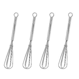 4 Stück Mini Schneebesen Set Klein Rührbesen Ballonschneebesen Mini Quirl Küche Rührblitz Edelstahl Kugelschneebesen mit Griff für Mischen Schlagen Aufschäumen Rühren