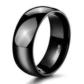 TIGRADE Black Titanium Ring 2mm 4mm 6mm 8mm Dome High Polished Wedding Band Size 3-14.5,8mm,Size 10