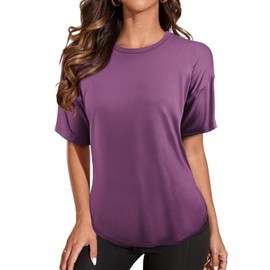MISS FORTUNE Workout Clothes for Women T Shirts for Women Casual Moisture Wicking Quick Dry Tops Dark Purple M