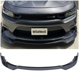 WildWell Front Bumper Lip for 2015-2024 Dodge Charger SRT Sport Style, Front Lip Spiltter Air Chin Body Kit Non-Widebody Carbon Fiber Style
