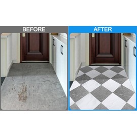 Tottist 30-Pack 12x12 Inch Peel and Stick Vinyl Floor Tiles, Self Adhesive Waterproof Flooring Planks for Kitchen, Dining Room,Bathroom,Vestibule, Cover 30 Sq. Ft(Grey/White Marble,15 Tiles Per Color)