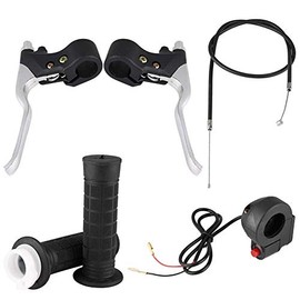 Kit de Palancas de Freno para Mini Moto, Juego de Repuesto con Empuñaduras Interruptor de Apagado y Cable de Freno, para Pocket Bike Manillar 7/8 Pulgadas Negro