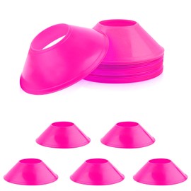 XIHIRCD 15pcs Soccer Cones for Sports Training, Mini Football Cones Flexible Agility Sports Cones Training Cones for Football Basketball Running Drills Sports Games Field Cone Markers Kids (Rose Red)