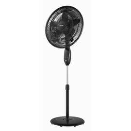 PELONIS PFS45A5BBB 18 inch 5-Blade Oscillating, Adjustable Standing Pedestal Remote, LED Display, 5 Speed Setting and 7-Hour Timer Fan, Black