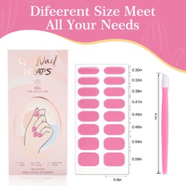 JERCLITY 2 Sheets 32pcs Semi Cured Gel Nail Strips, Gel Nail Wraps Needed LED Lamp to Cured, Ease to Use and Removal, Come with 2 Prep Pads,1 Nail File,1 Wooden Cuticle Stick(Romantic Pink)