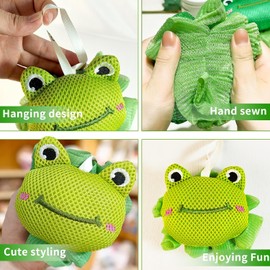 Esponjas de ducha para niños, linda forma de rana y pulpo, esponja exfoliante corporal para baño de niños pequeños, esponja de malla para esponjas de baño paquete de 2, diseñada para bebés,