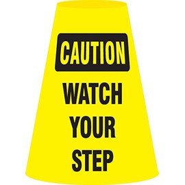 Accuform Signs FBC919E Vinyl Traffic Cone Cuff Sleeve, Legend "Caution Watch Your Step", Black on Yellow