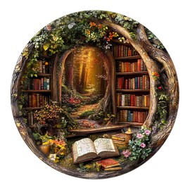 KAAYEE Wooden Puzzles for Adults, 3D Visual Effect Tree House Library Wooden Jigsaw Puzzle Unique Shape Wood Puzzle Adult, 3D Effect Flat Puzzle Birthday Family Games (M-11.4 * 11.4 in-200pcs)