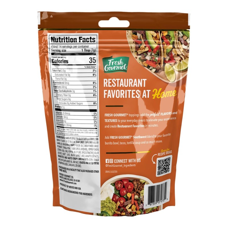 Fresh Gourmet Savory Southwest Crunch Tex-Mex Topper - 3.5oz (Pack