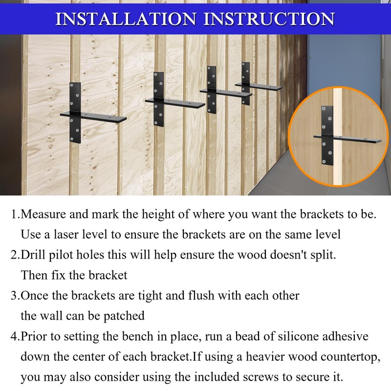 TPSHKE 2 Pack Free Hanging T Shelf Bracket, 18"Lx2-1/2"W Granite