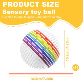 JAWUZ 1 Stück Sensorik Spielzeug Ball Kinder, Sensorik Bälle, Sensory Play Ab 3 Jahre & Erwachsene Silikon Autismus Spielzeug Mit 16 Schnüren, Beruhigung, Angstzuständen, Adhd