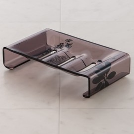 Senko Salina 54806 Soap Dish, For Bathrooms, With Drain Holes, Approx. 6.3 x 3.6 x 1.3 inches (16 x 9.2 x 3.2 cm), Brown, Modern Plants Pattern