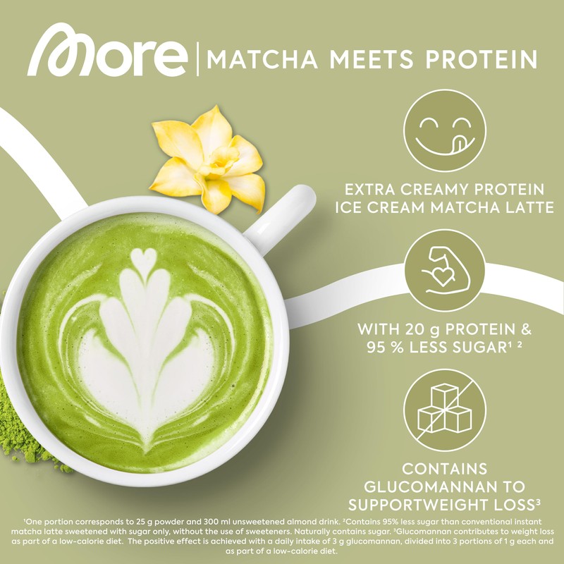 More Protein Iced Matcha Latte, 500 g, 1.1 lbs, 20