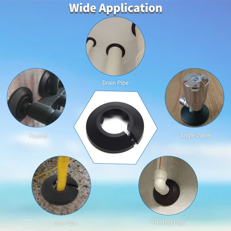 MroMax 25mm Pipe Cover, Black Pipe Collar Flange Pipe Hole