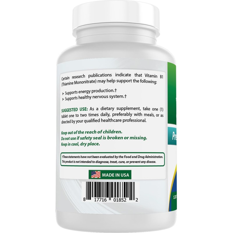 Best Naturals Vitamin B1 as Thiamine Mononitrate 500 mg 120