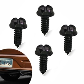 Nowkont Pack-4 Car License Plate Frame Screw Kit, Stainless Steel Rust-Proof Hexagonal Head Fastener, Front and Rear License Plate Frame Shock-Proof Bolt Replacement, Universal for Cars (Black)