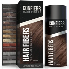 CONFIERR Hair Fibers for Men & Women (15 Grams, Medium Brown) - Fill In Fine Hair for Instantly Thicker, Fuller Looking Hair