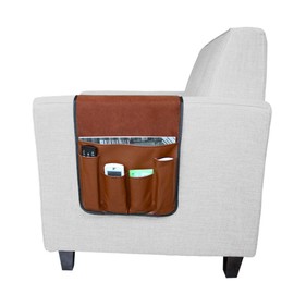 OhMill Organizer per divano e poltrona, custodia portaoggetti da appendere sul bracciolo, in pelle, impermeabile, antiscivolo, per riporre telecomando, cellulare, libro rivista