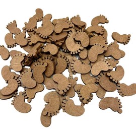 50Pcs Brown Foot Shape Wood Slices Unfinished Wood Cutouts DIY Art Craft Embellishments Ornaments Wooden Feet for Crafts Bunny Feet for Crafts Woodcrafts