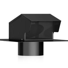 Removable Roof Vents, Hon&Guan 4 Inch Roof Dryer Vent for Houses, Galvanized Steel 4 Inch Exhaust Vent for Ventilation System-with Damper, Black.