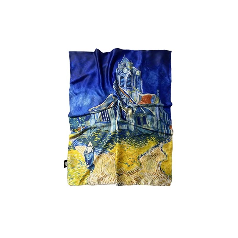 GFM® Sommerschal aus Seidenmischgewebe-(Van Gogh - The Church At Auvers)-(EXC)(FS-VSLK-SC-3461-A)