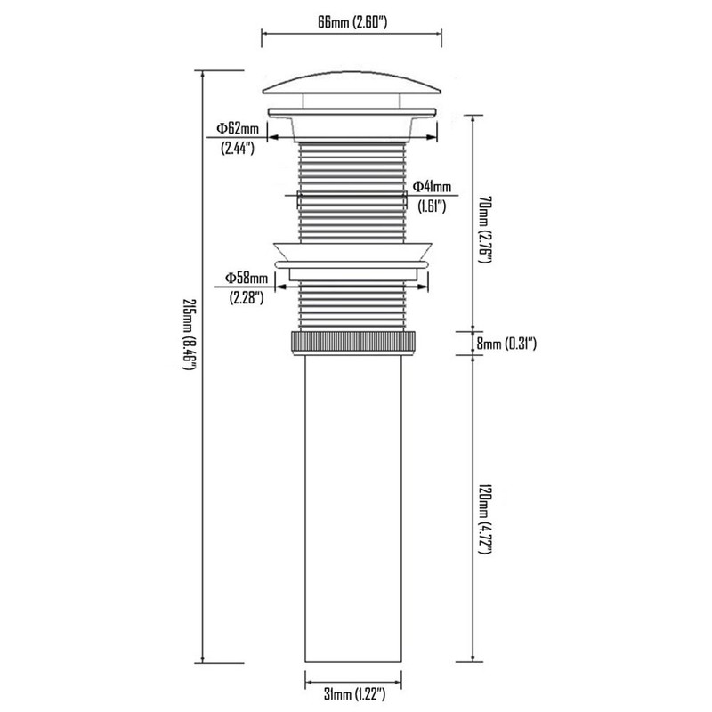 Beelee Bathroom Sink Drains Pop Up Drain with Overflow for