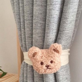 Curtain Tiebacks, Cute Cartoon Bear Curtain Tiebacks Rope Holdbacks for Children Baby's Room Bedroom Decoration (Milk Tea Color Bear)