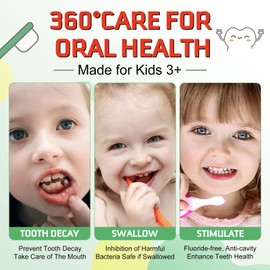 Children's Foam Toothpaste, Low Fluoride Children's Toothpaste with Natural Formula to Reduce Plaque, Teeth Whitening Toothpaste for Children from 3 Years, U-shaped Toothbrushes (Strawberry and