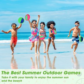 ZMLM Toss Catch Ball Toy Set: Upgraded Beach Yard Lawn Sport Game Activity Backyard Fun Outside Indoor Family Outdoor Toy for Age 3-12 Girl Boy Kid Birthday Gift with 4 Sticky Paddles 4 Throw Balls