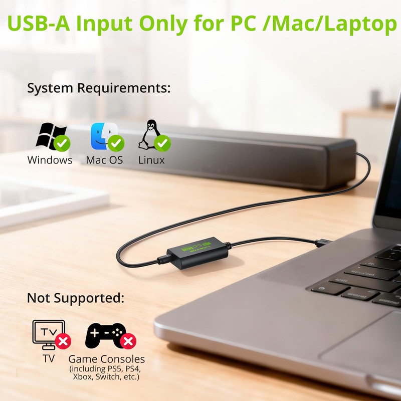 LiNKFOR USB to Optical Audio Adapter for PC, USB-A to