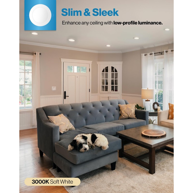 Sunco 6 Pack 4 Inch LED Recessed Lights, Slim Canless