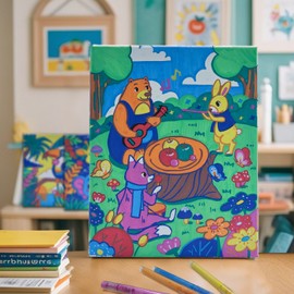 SNEILJOY Painting by Numbers for Children from 6-12 Years, DIY Hand-Painted Oil Painting Canvas Kits, Girls Gifts 5 6 7 Years