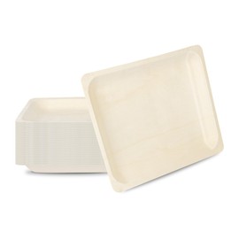 Restaurantware - Taipei 10.4 x 8.5 Inch Serving Plates, 50 Disposable Party Plates - Compostable, Greaseproof, Poplar Wood Plates, Heavy-Duty, For Parties, Weddings, Campings, Picnics, And More