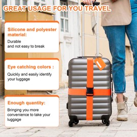 10Pcs Luggage Straps Suitcase Tags Set,Luggage Handle Wrap for Suitcase and Silicone Luggage Tags with Name ID Card Man Women Travel Accessories(Black)