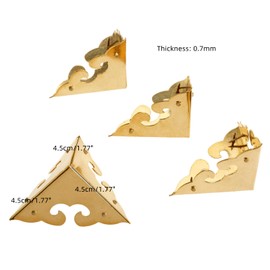 dophee 4Pcs 1.77" Brass Corners Bracket, Retro Style Decorative Corner Cover Protectors for Wooden Box Jewelry Box Gift Box Desk Chest with Mounting Nails