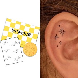 Boldink Temporary Tattoos, semi permanent tattoos, 15-day long lasting tattoo sticker, waterproof and anti-reflective, unique design(Mini Star Patterns)