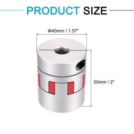 sourcing map Aluminum Shaft Coupling Shaft Coupler 13mm to 20mm Flexible Spider Coupling L50mm x D40mm Coupler Jaw Spider Shaft Joint Connector for 3D Printers DIY CNC Router Milling Machine