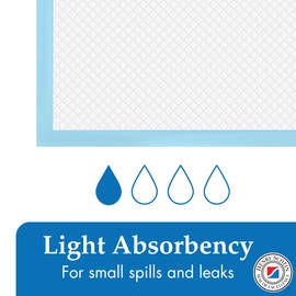 Henry Schein Disposable Underpad Unisex, 30x30 Light Absorbency, White/Blue - Disposable, Hypoallergenic, Leak Resistant, Poly Backing, Latex-Free – 50 Count