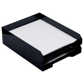 JAM PAPER Stackable Paper Trays - Black - Desktop Document, Letter, File Organizer Tray - 2/Pack