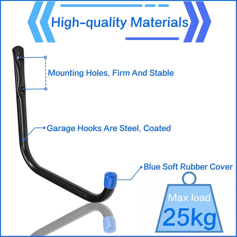 Locawaya 8 Pack 6.7" Garage Hooks, Heavy Duty Ladder Hooks,