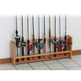 Wooden Mallet, 10, Light Oak Fishing Rod Rack