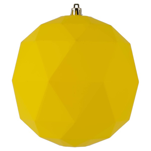 Vickerman 6" Christmas Ornament Geometric Ball, Yellow Matte Finish, Shatterproof