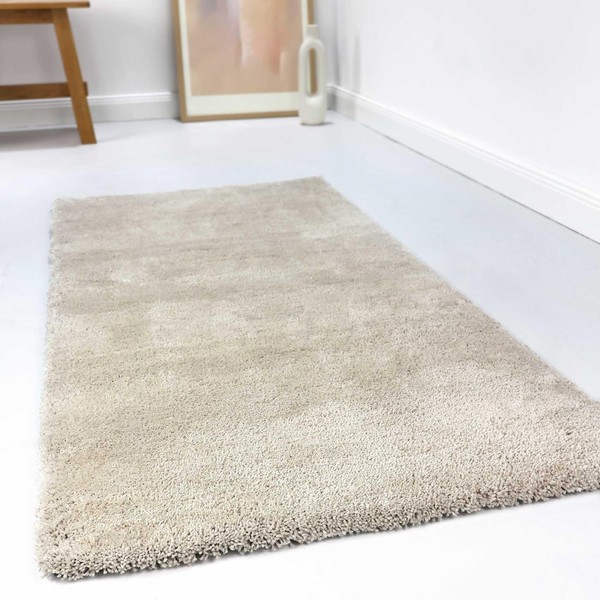 wecon home Relaxx Cuddly Soft Esprit Deep-Pile Rug, Ideal for Living Room, Bedroom and Children's Room (70 x 140 cm, Beige)