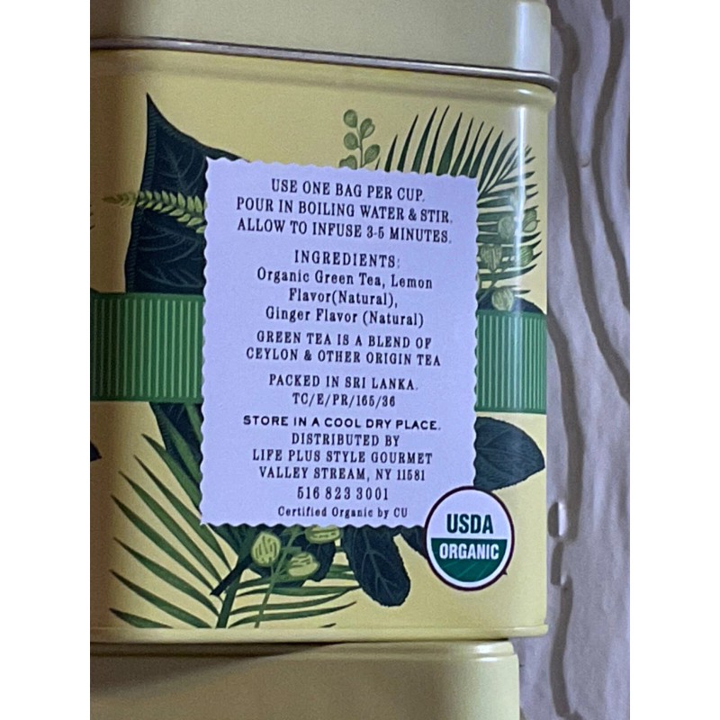 THE SECRET GARDEN 🫖 LEMON GINGER ORGANIC GREEN TEA 100
