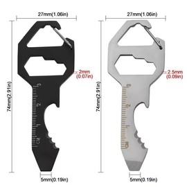 2 PCS Shaped Pocket Tool, 1 PCS 8-in-1 and 1 PCS 24-in-1 Multi-Tool Ultra Thin, Stainless Steel Key Shaped Pocket Tool for Your Keychain, Bottle Opener, Drill Drive, Screwdriver, Wrench, Ruler Etc