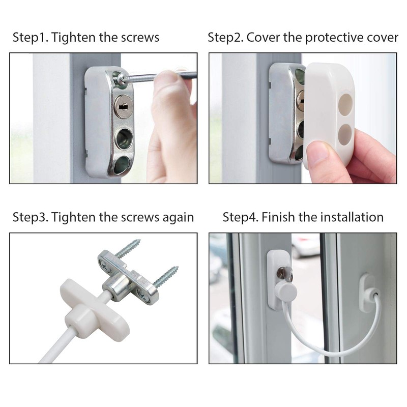 Neoteck Window Restrictor Locks 2PCS Window Door Cable Restrictor Lock