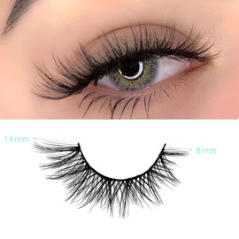 APCYUST Natural Lashes Fluffy Eyelashes Mink Eye Lashes Natural Look Short Lash Pack Strip Eyelash (Winged Lash | 8-14mm)