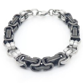 ULLMYYL Men's Stainless Steel Chain Bracelet - Punk Hip Hop Link Wristband