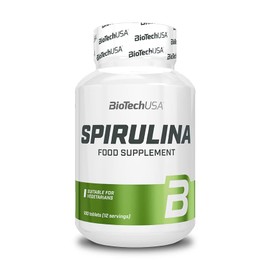 BioTechUSA Spirulina Dietary Supplement Tablets with Spirulina Algae Powder, 100 Tablets